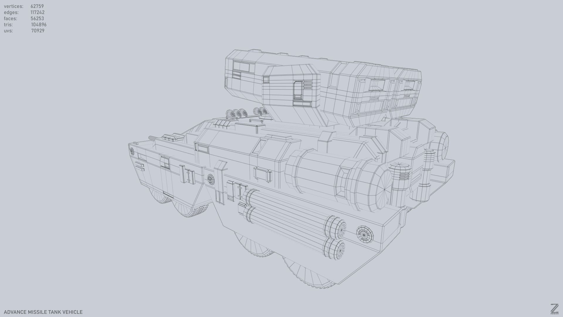 Advance Missile Tank Vehicle Low-poly 3D model_11