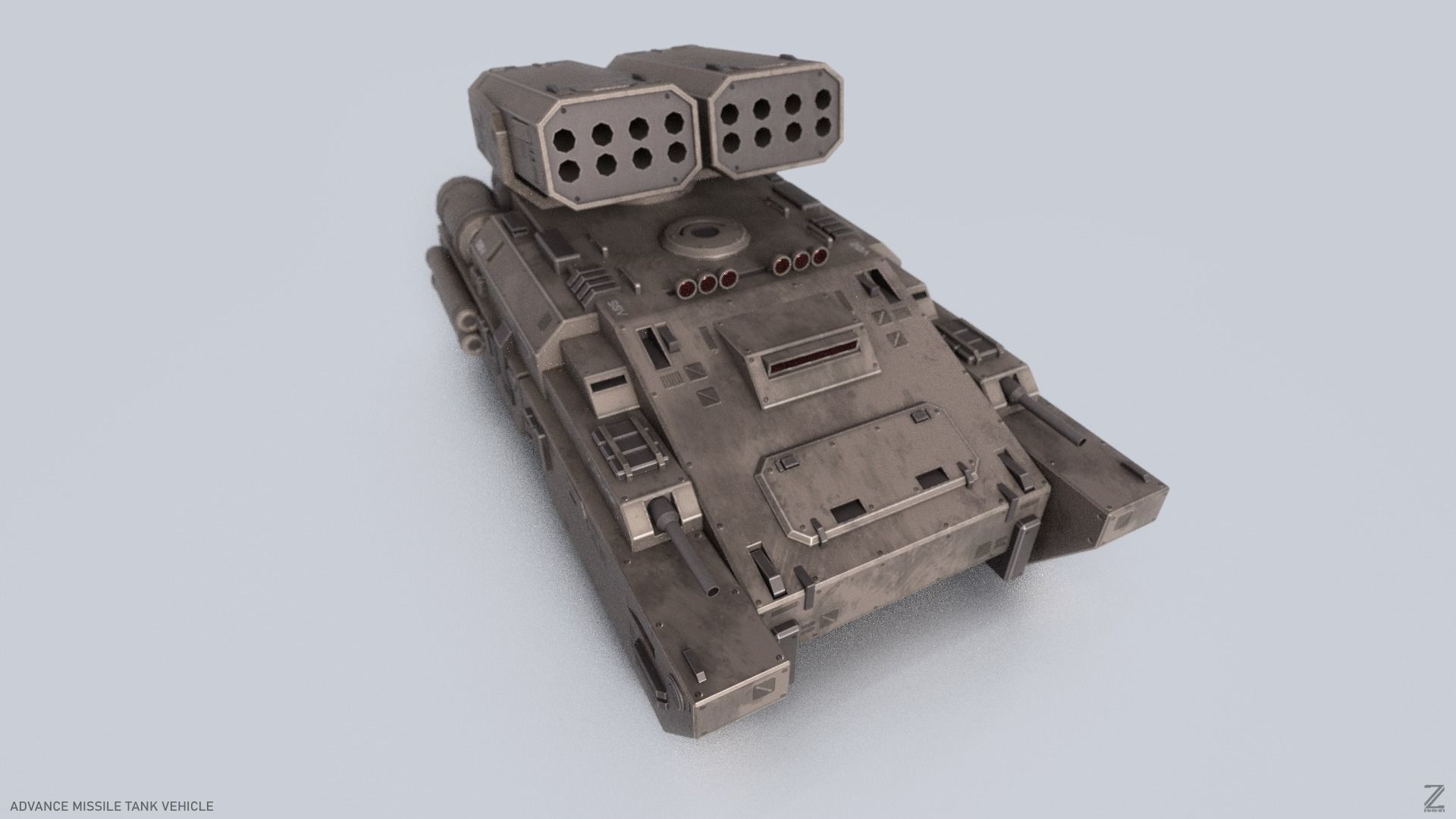 Advance Missile Tank Vehicle Low-poly 3D model_8