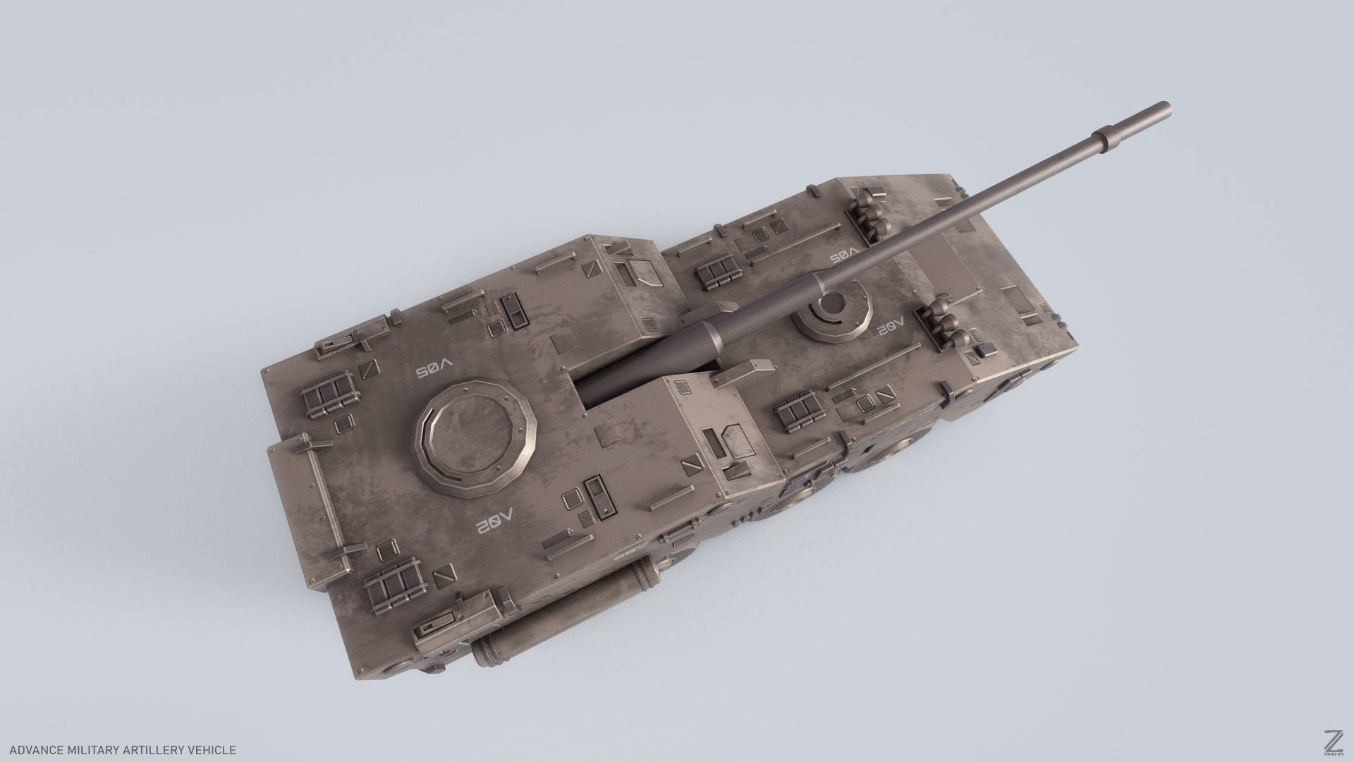 Advance Military Artillery Vehicle Low-poly 3D model_8