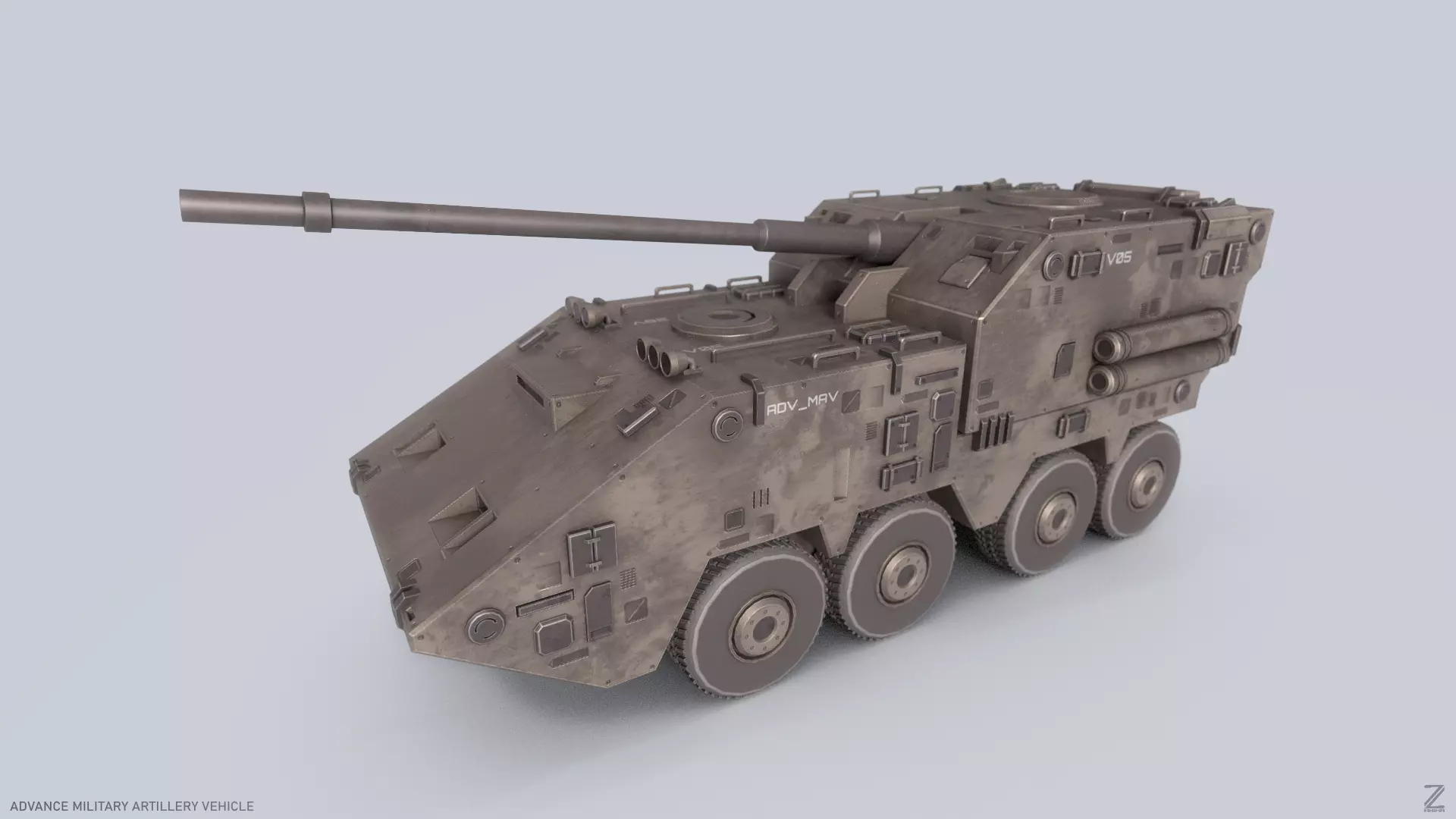 Advance Military Artillery Vehicle Low-poly 3D model_0