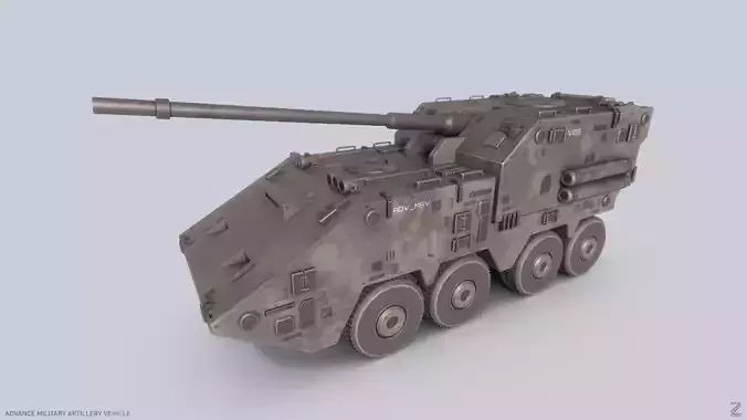 Advance Military Artillery Vehicle Low-poly 3D model