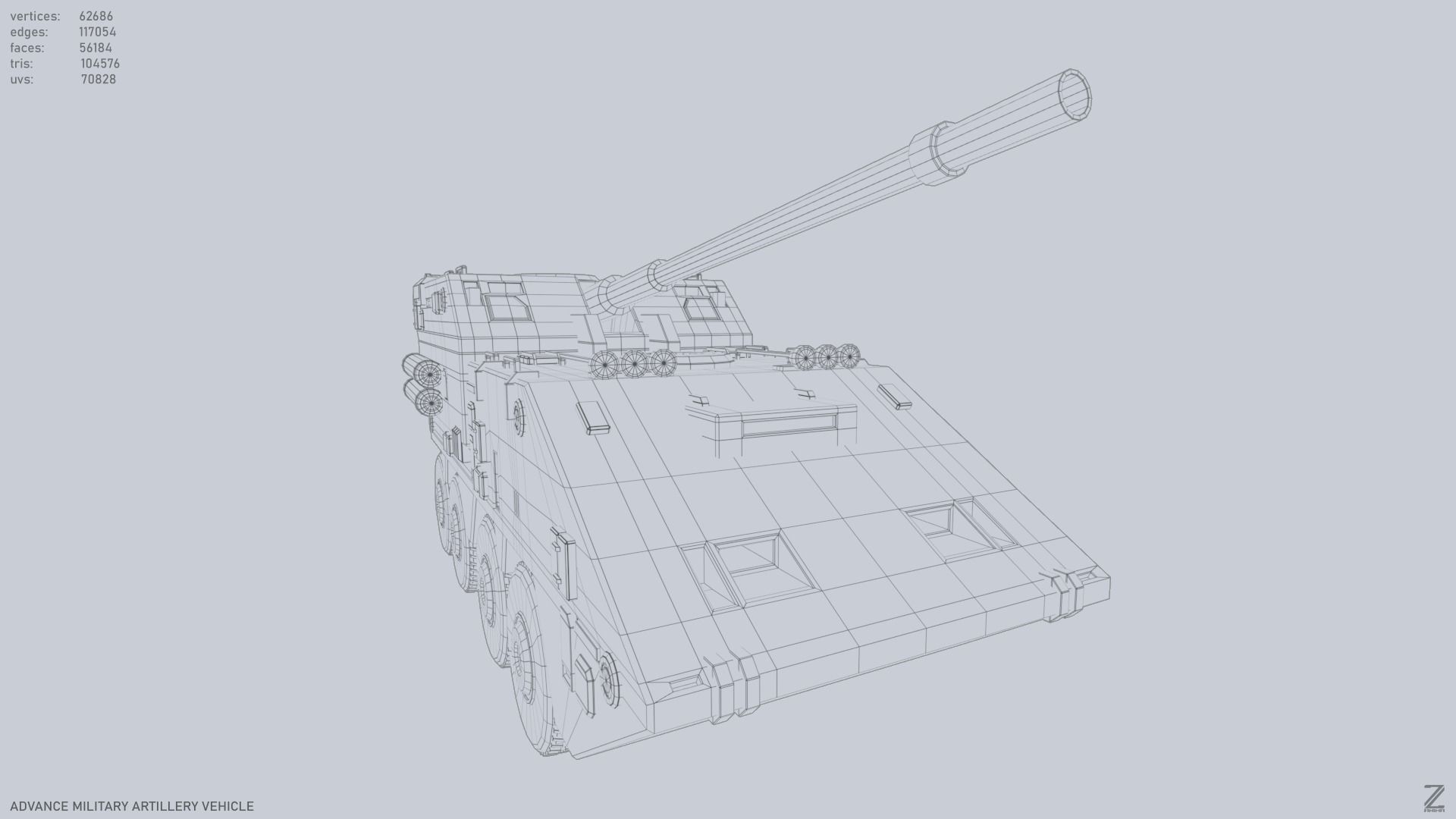 Advance Military Artillery Vehicle Low-poly 3D model_15
