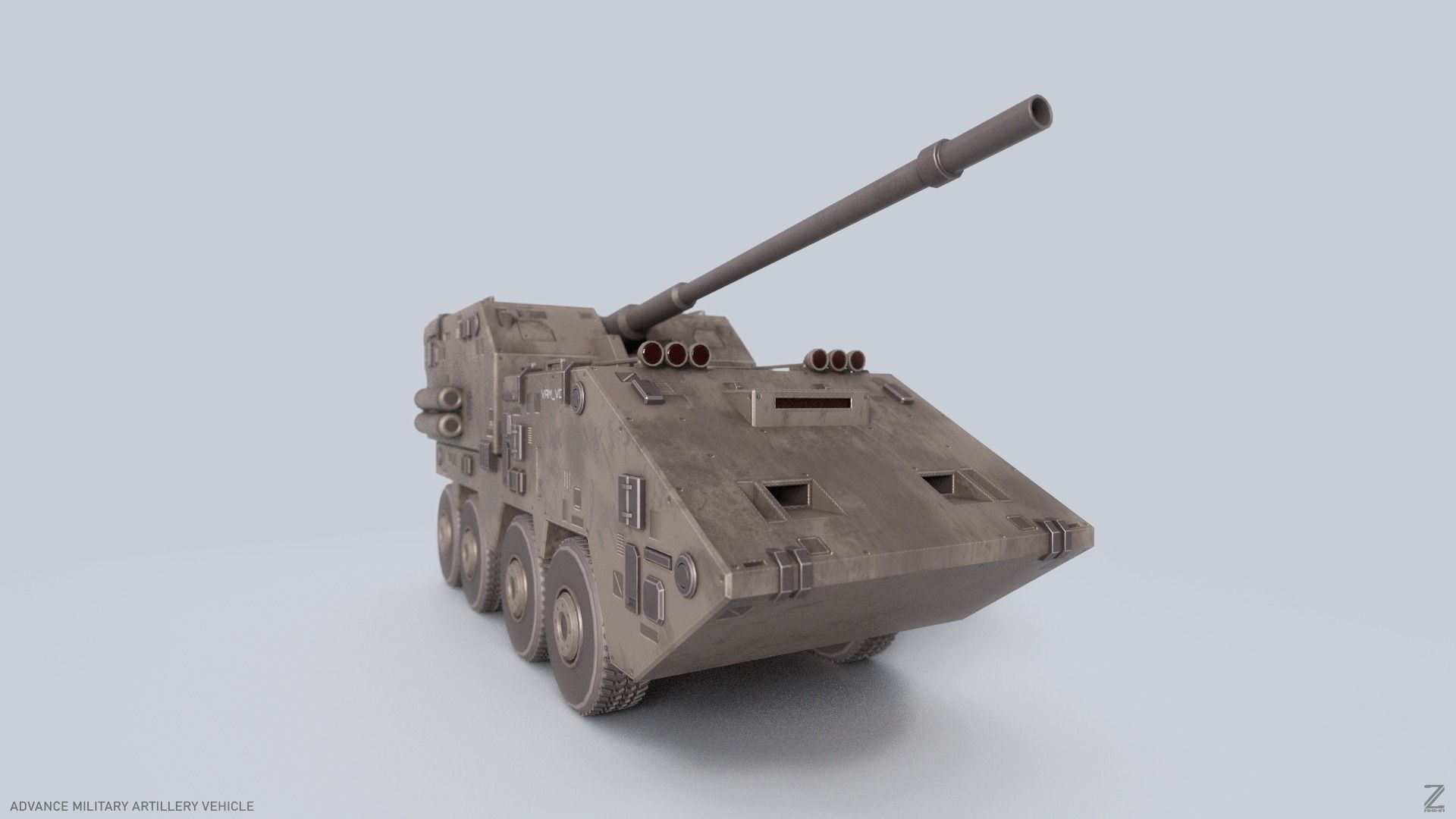 Advance Military Artillery Vehicle Low-poly 3D model_7