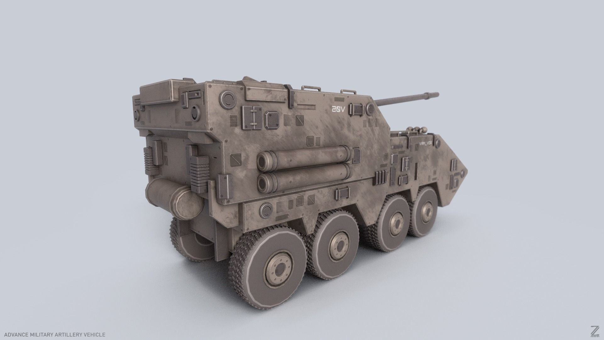Advance Military Artillery Vehicle Low-poly 3D model_5