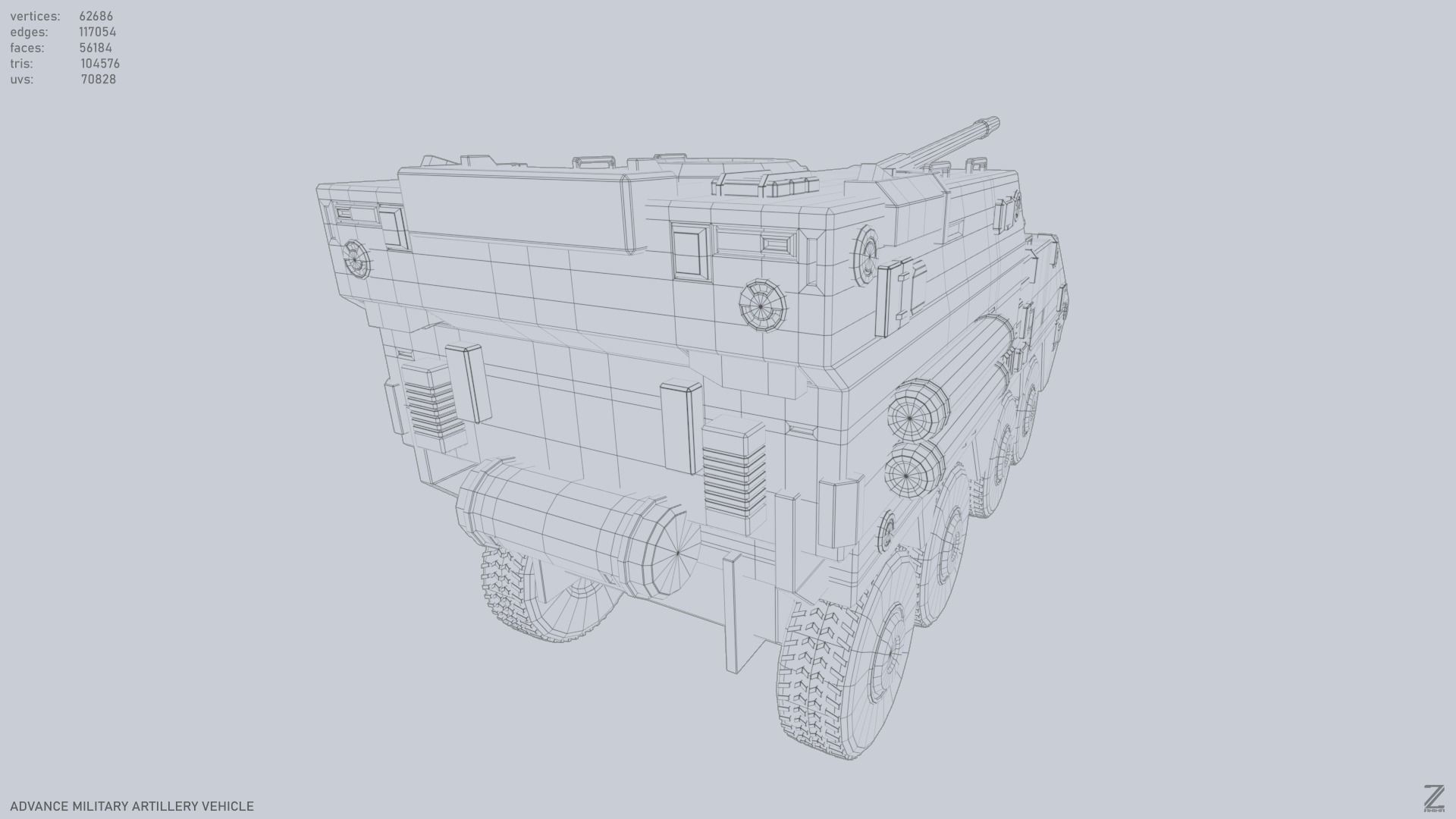 Advance Military Artillery Vehicle Low-poly 3D model_13