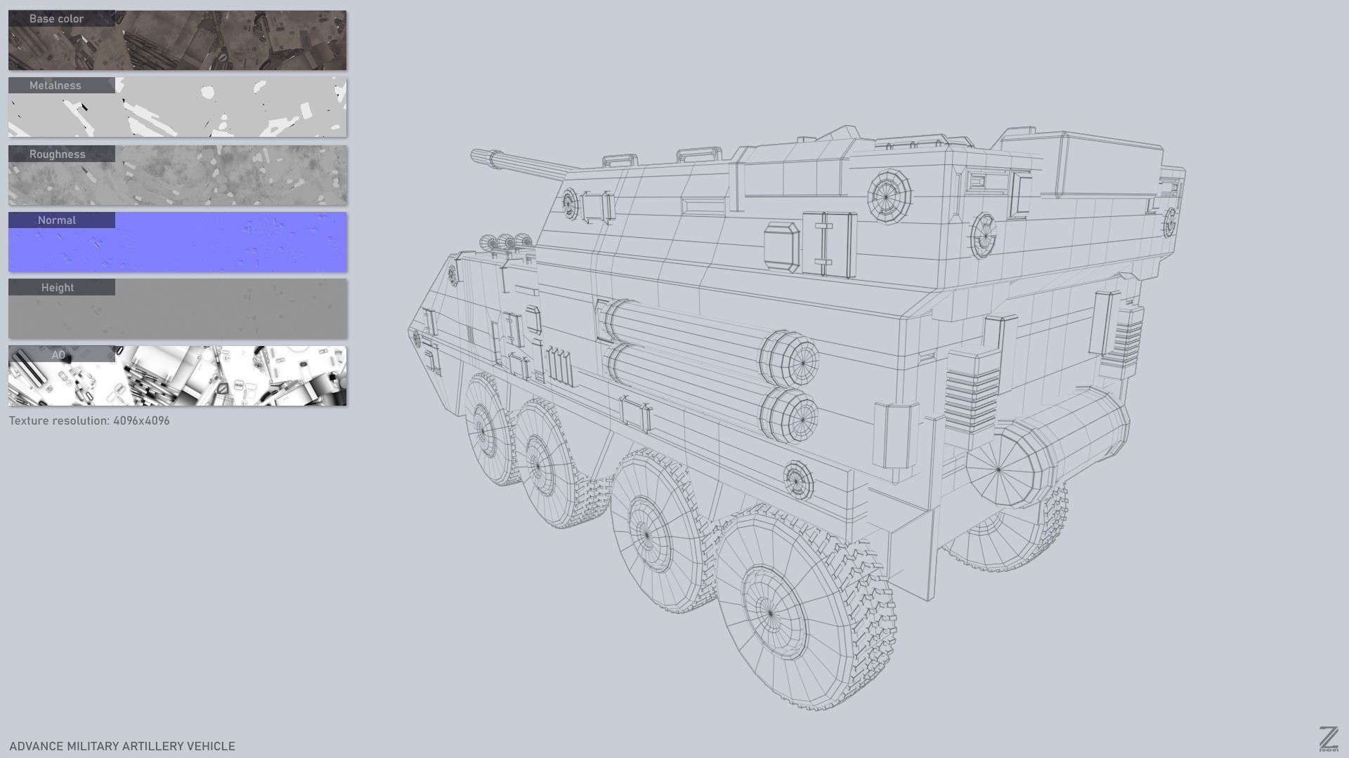 Advance Military Artillery Vehicle Low-poly 3D model_3