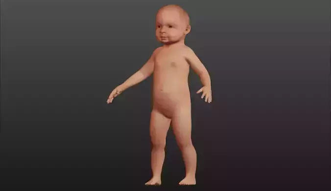 Character 02 - Baby 1 year old Europan High and Low-poly