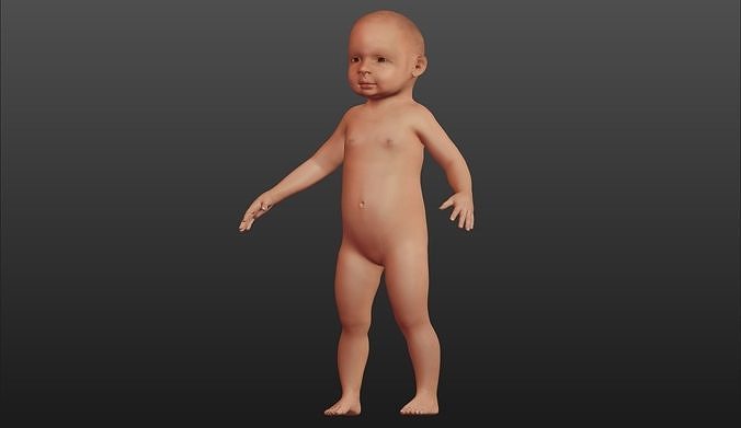 Character 02 - Baby 1 year old Europan High and Low-poly Low-poly 3D model