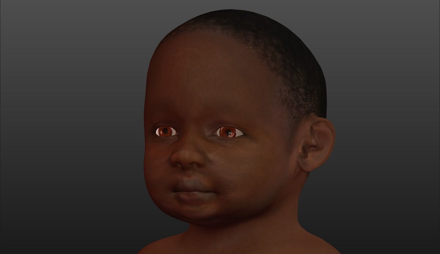 Character 03 - Baby 1 year old African High and Low-poly Low-poly 3D model_9
