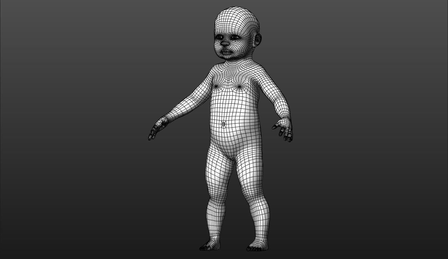 Character 03 - Baby 1 year old African High and Low-poly Low-poly 3D model_10