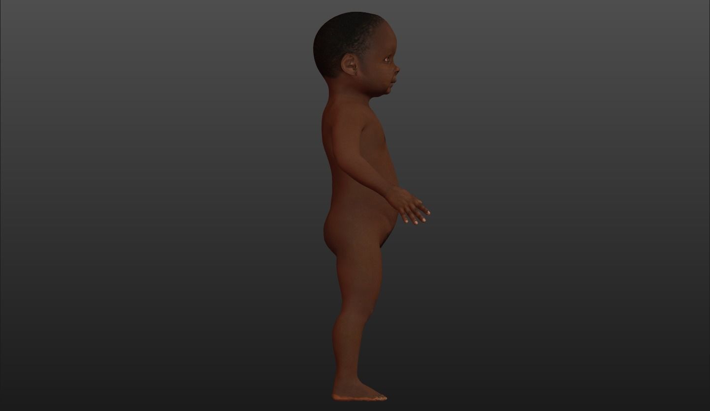 Character 03 - Baby 1 year old African High and Low-poly Low-poly 3D model_5