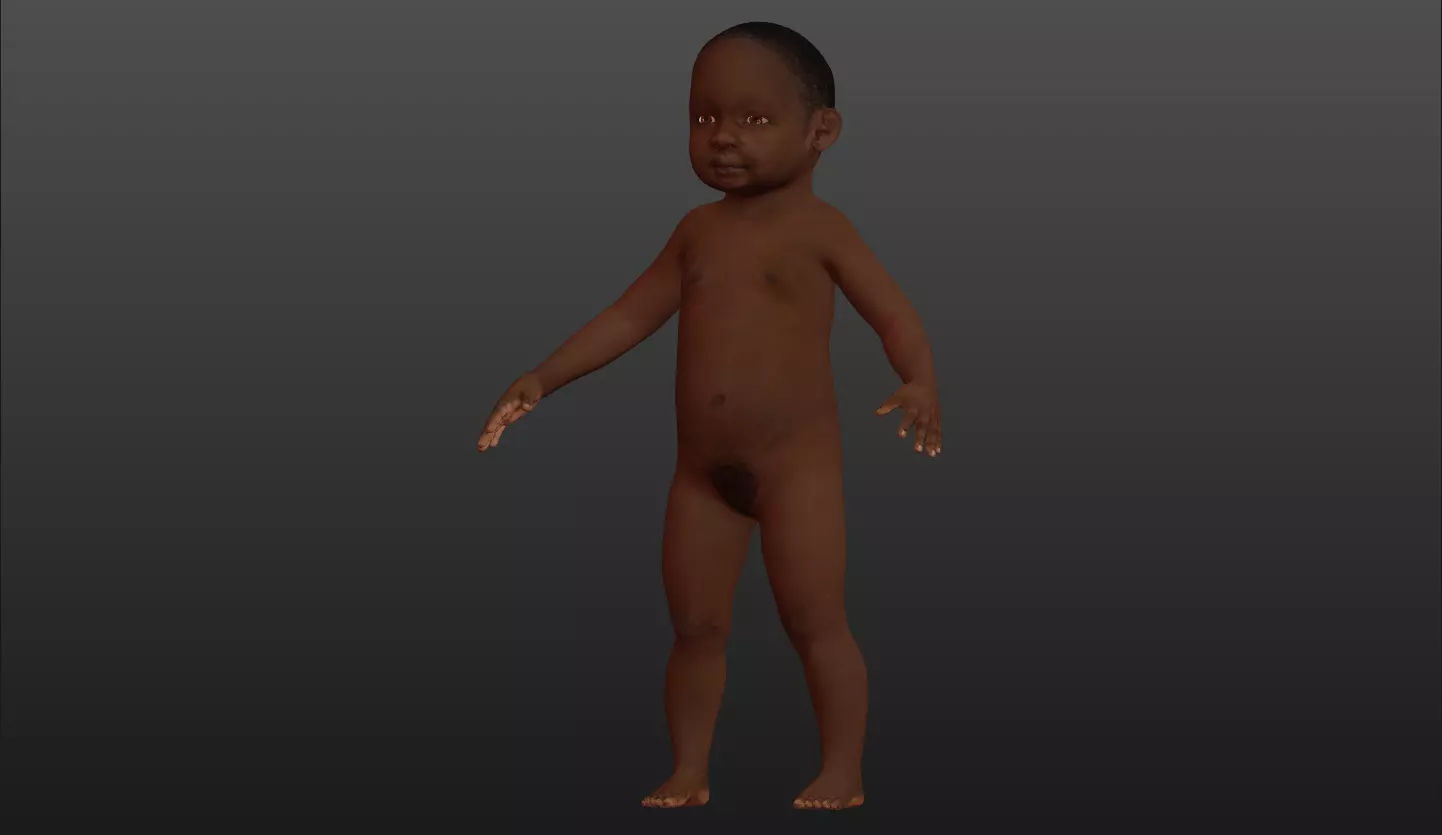 Character 03 - Baby 1 year old African High and Low-poly Low-poly 3D model_0