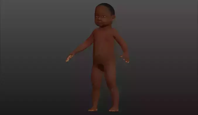Character 03 - Baby 1 year old African High and Low-poly