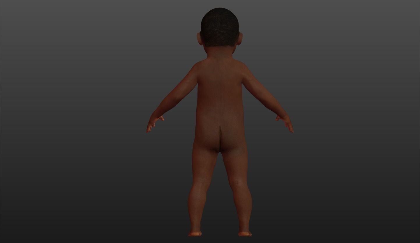 Character 03 - Baby 1 year old African High and Low-poly Low-poly 3D model_4