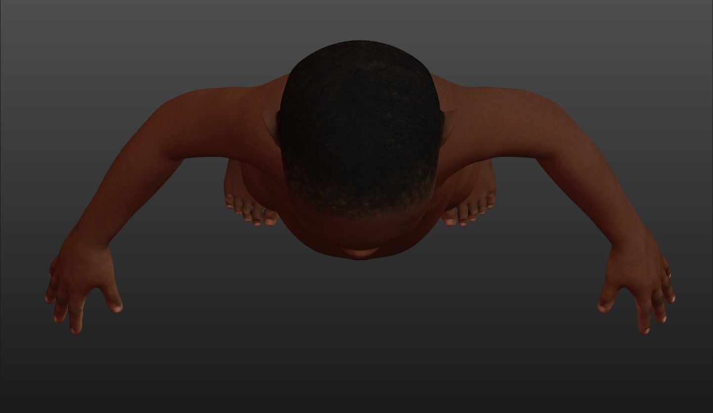 Character 03 - Baby 1 year old African High and Low-poly Low-poly 3D model_7