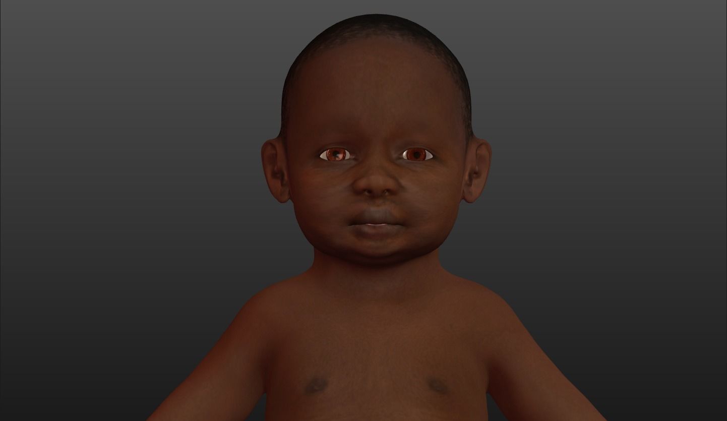 Character 03 - Baby 1 year old African High and Low-poly Low-poly 3D model_8