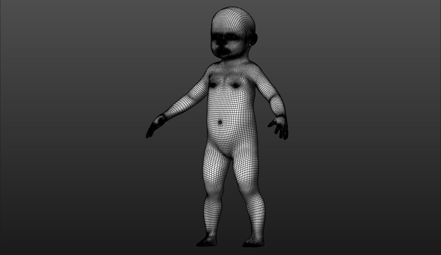 Character 03 - Baby 1 year old African High and Low-poly Low-poly 3D model_11