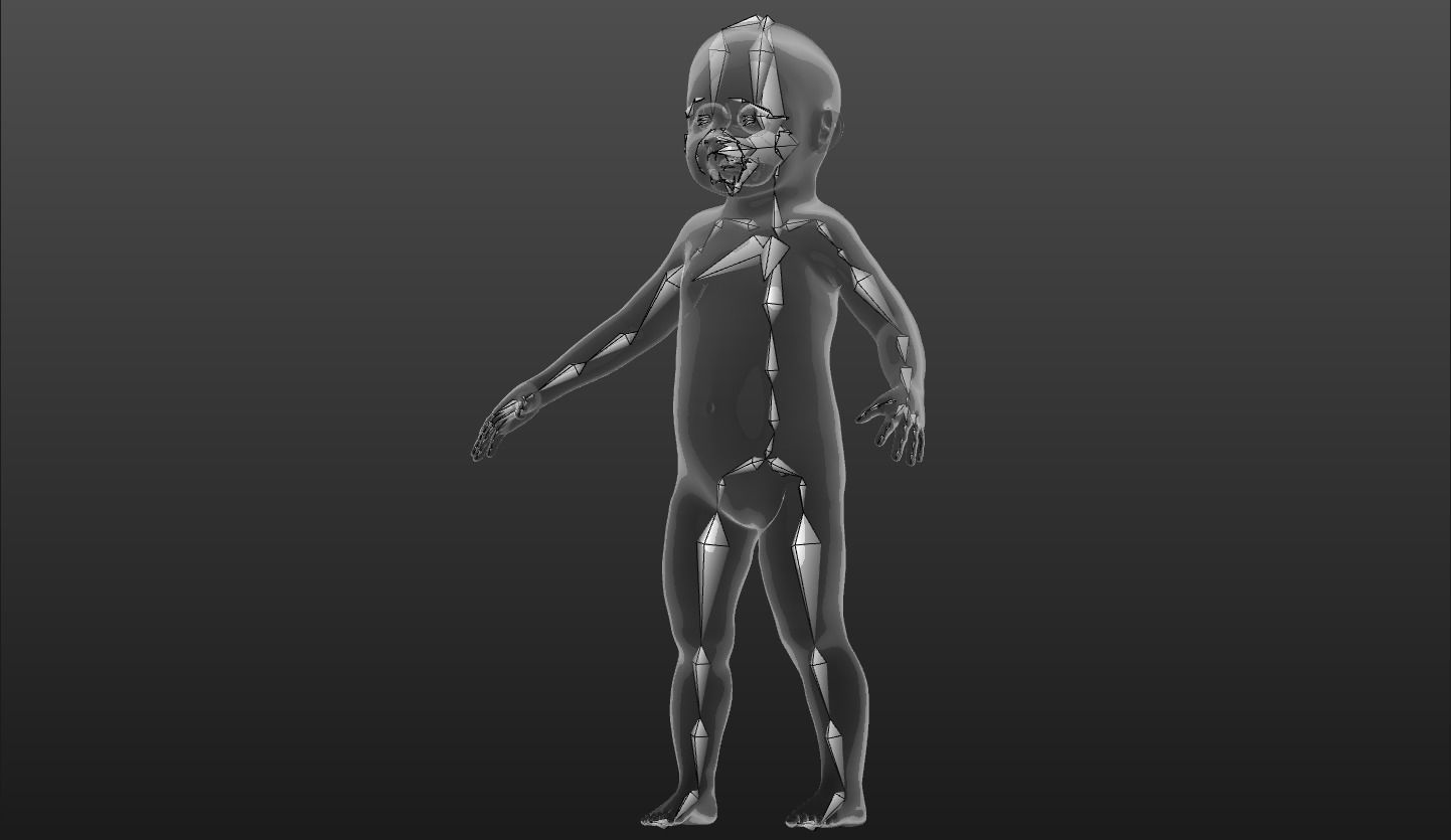 Character 03 - Baby 1 year old African High and Low-poly Low-poly 3D model_12