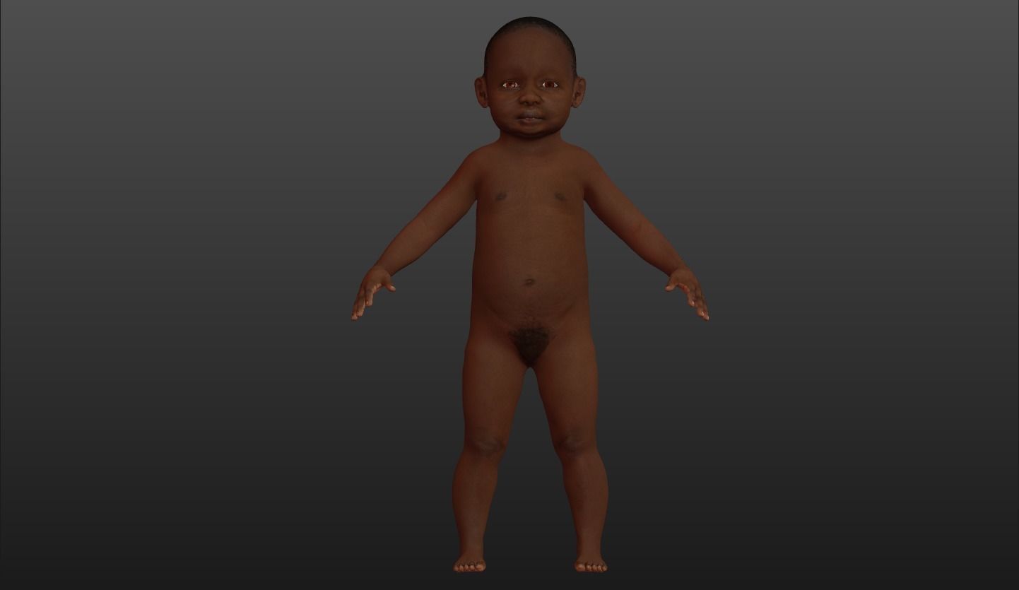 Character 03 - Baby 1 year old African High and Low-poly Low-poly 3D model_3