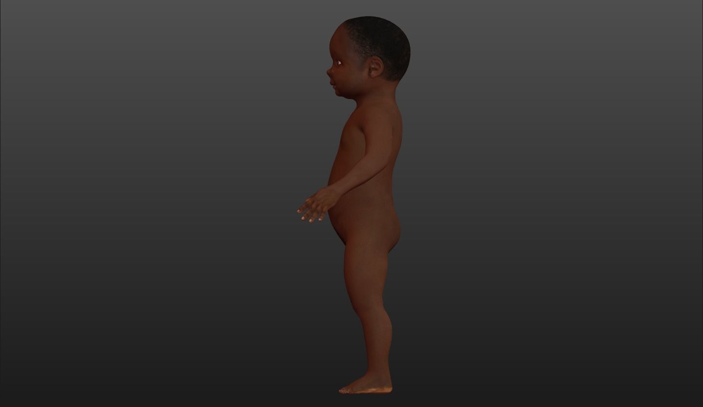 Character 03 - Baby 1 year old African High and Low-poly Low-poly 3D model_6