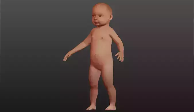 Character 04 - Baby 1 year old Asian High and Low-poly
