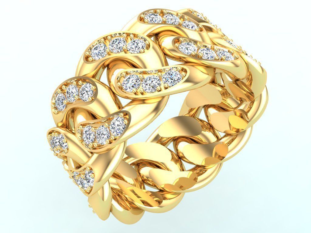 Chain ring - Miami Cuban ring - Link ring - Size 12 3D print model_5