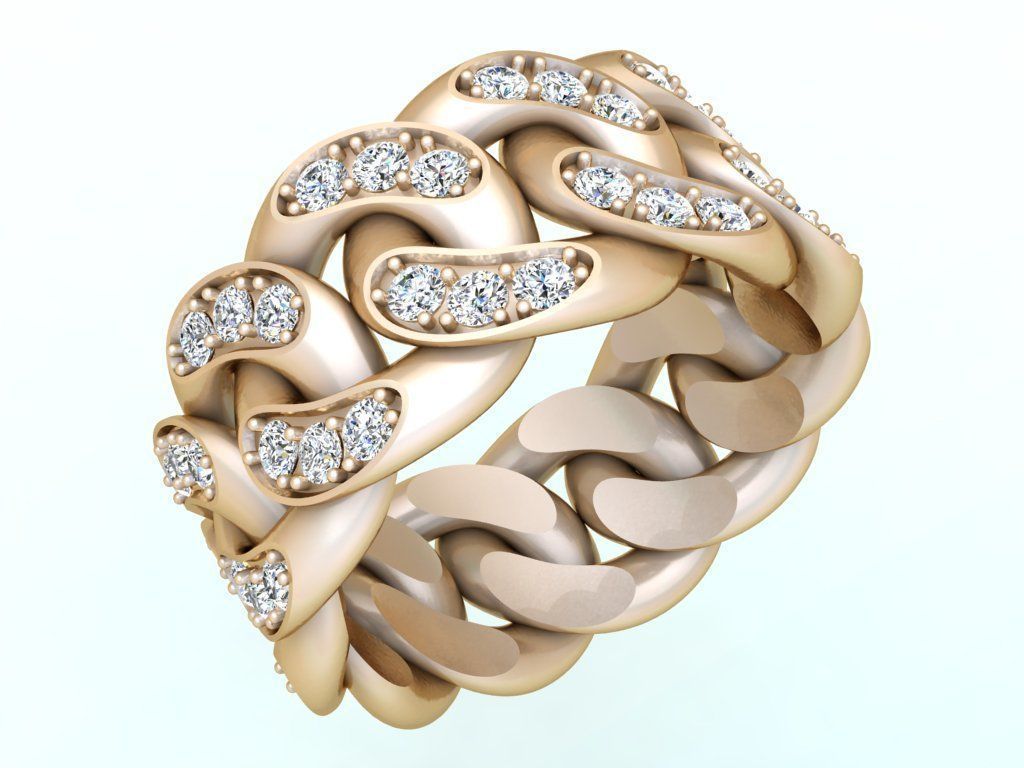 Chain ring - Miami Cuban ring - Link ring - Size 12 3D print model_2