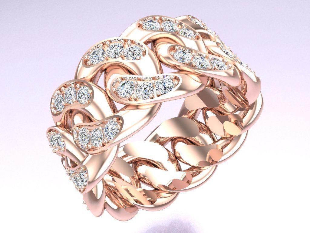 Chain ring - Miami Cuban ring - Link ring - Size 12 3D print model_10