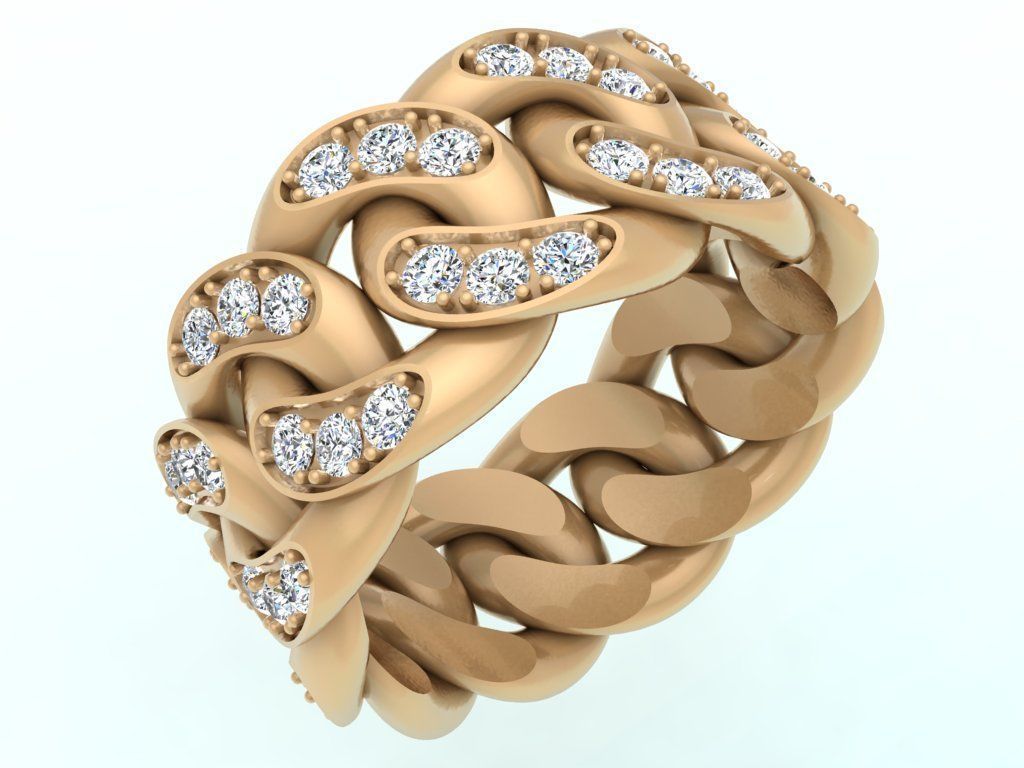 Chain ring - Miami Cuban ring - Link ring - Size 12 3D print model_6