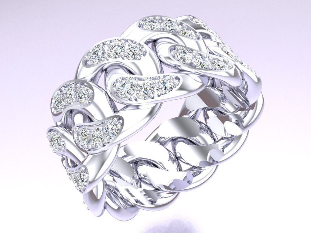 Chain ring - Miami Cuban ring - Link ring - Size 12 3D print model_9