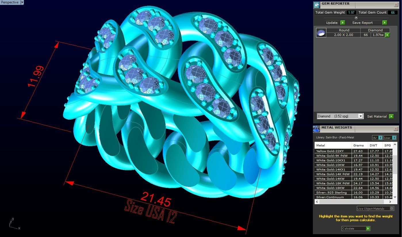 Chain ring - Miami Cuban ring - Link ring - Size 12 3D print model_8