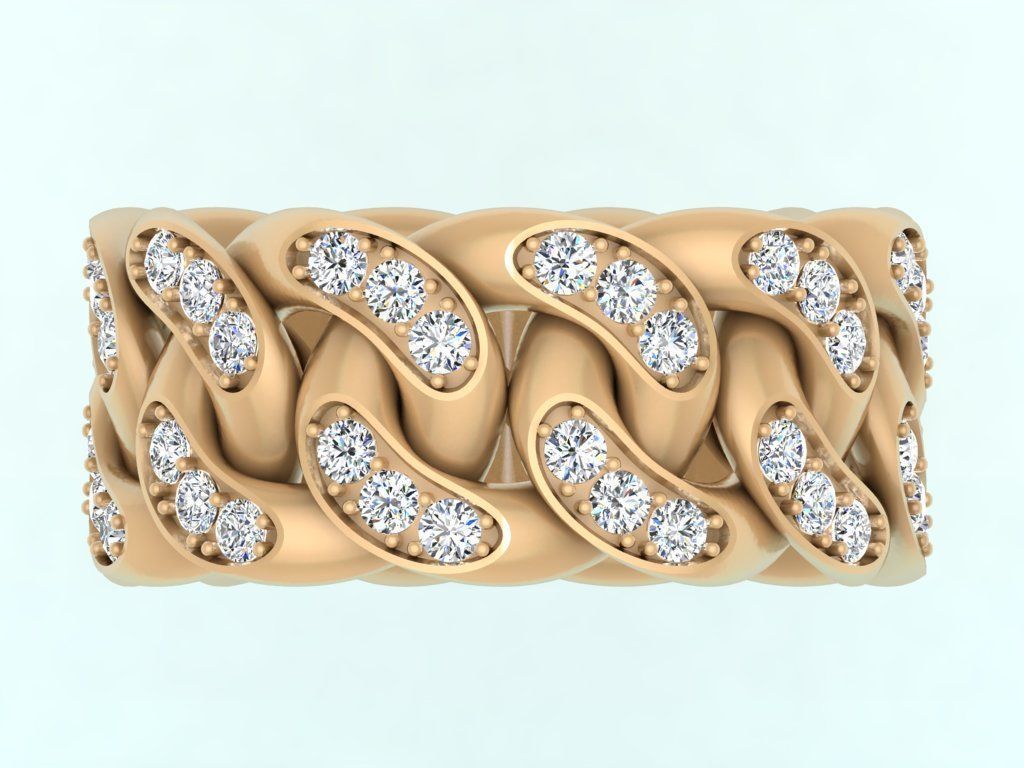 Chain ring - Miami Cuban ring - Link ring - Size 12 3D print model_4