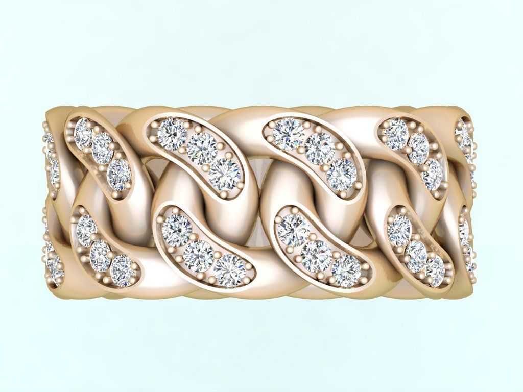 Chain ring - Miami Cuban ring - Link ring - Size 12 3D print model_3