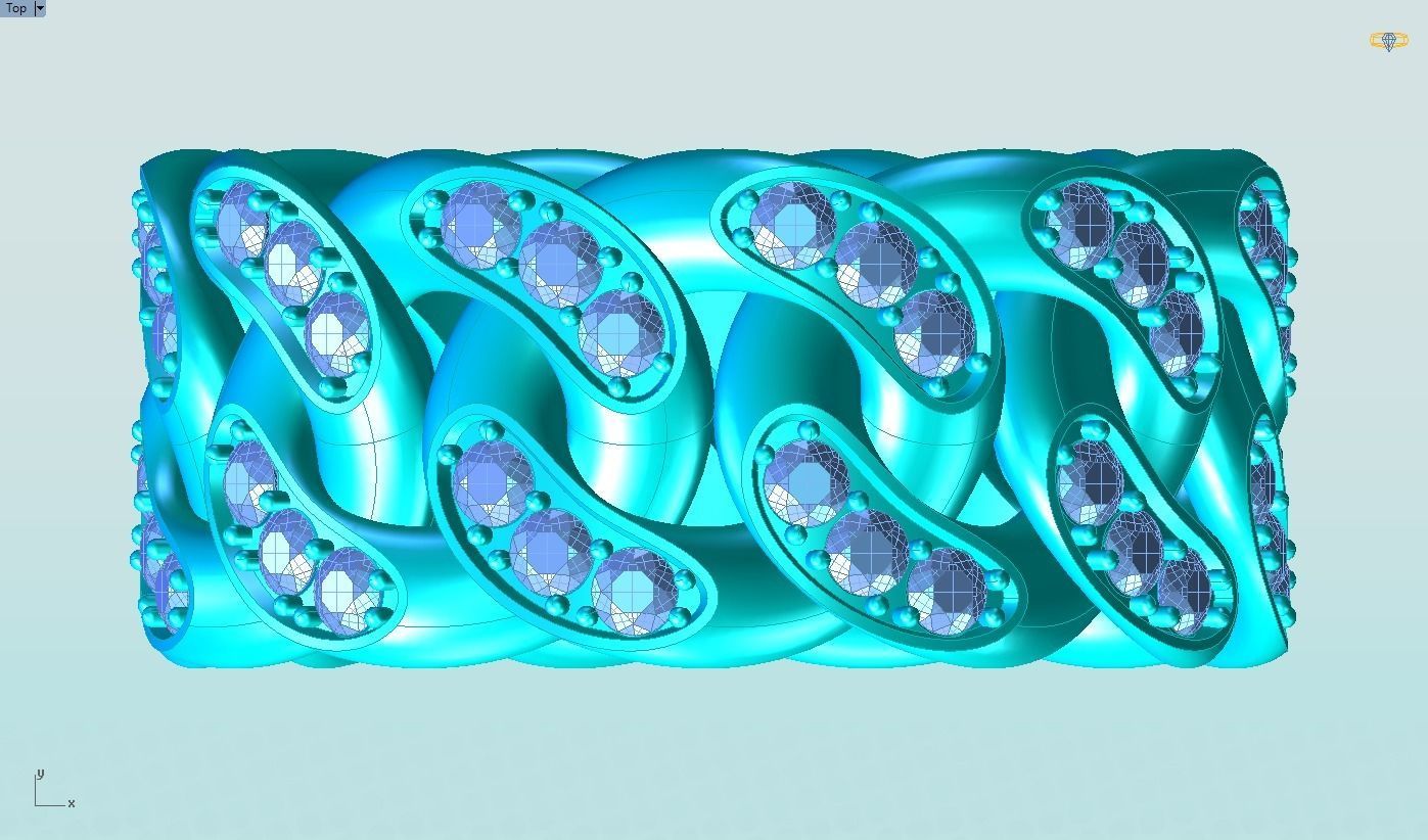 Chain ring - Miami Cuban ring - Link ring - Size 12 3D print model_12