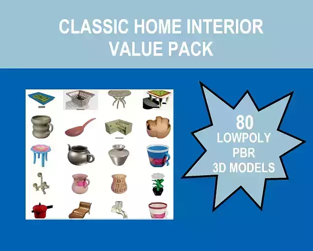 CLASSIC HOME INTERIOR VALUE PACK 3D Model Collection