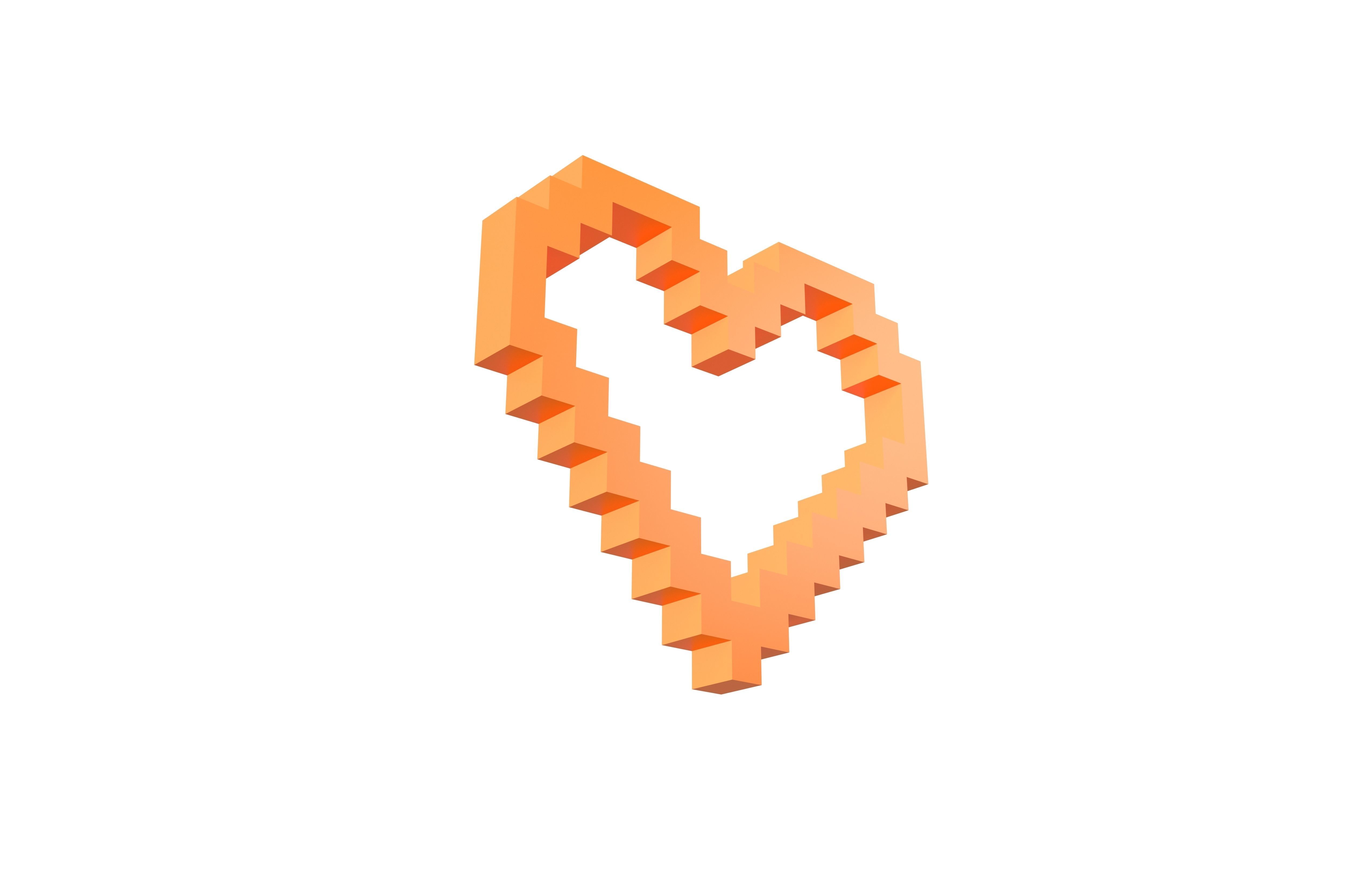 Pixel Heart v3 002 Low-poly 3D model_3