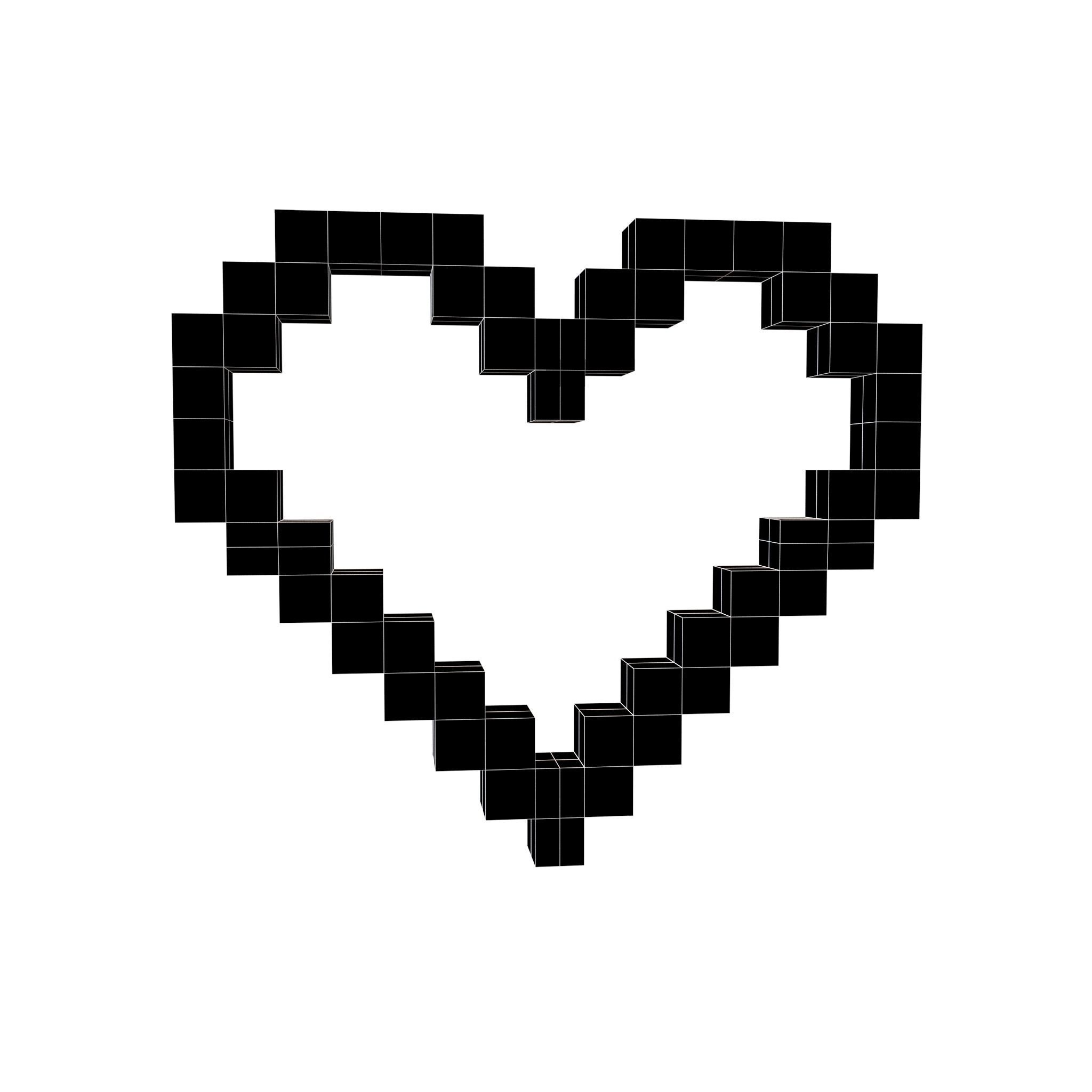 Pixel Heart v3 002 Low-poly 3D model_4