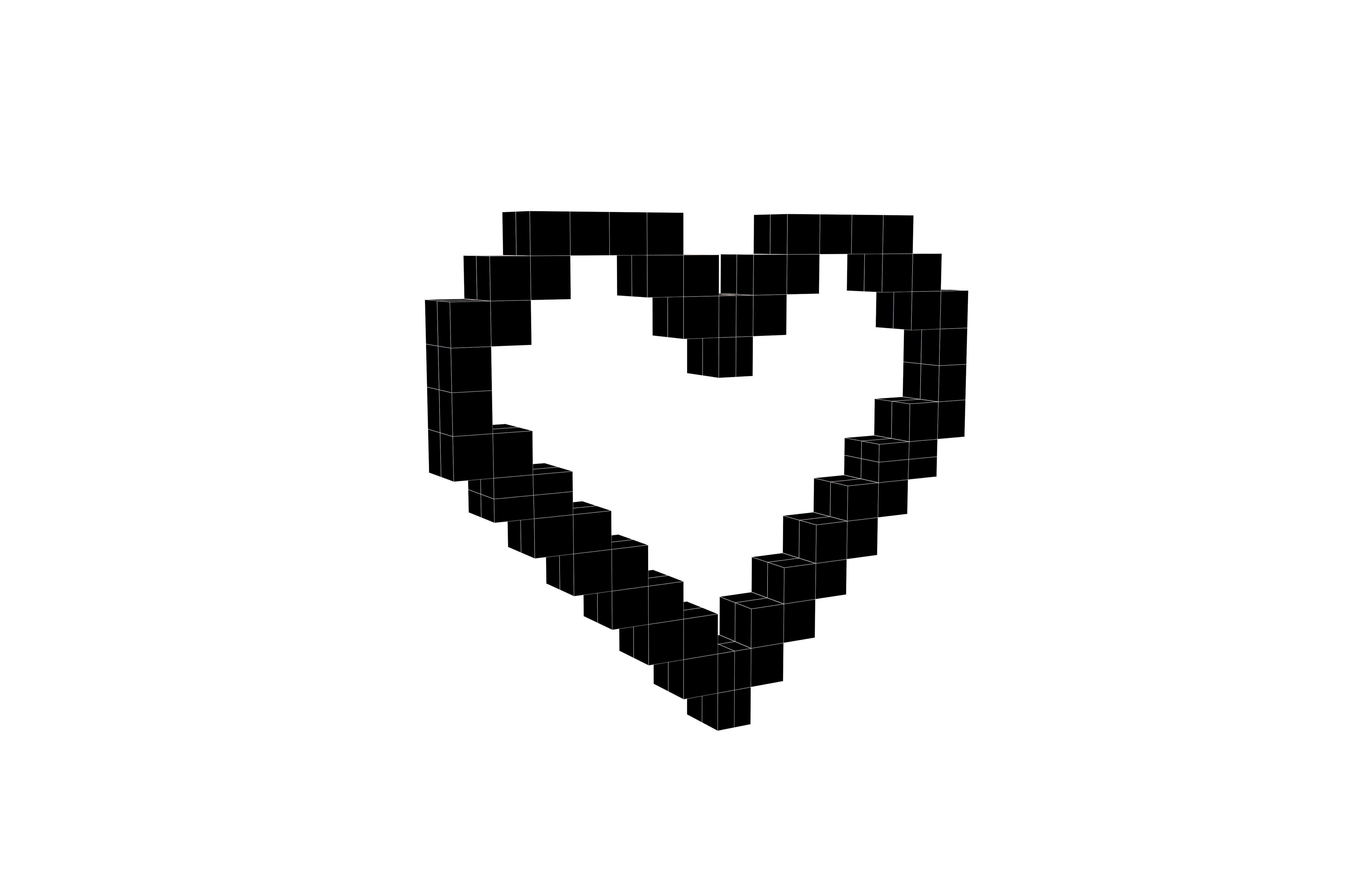Pixel Heart v3 002 Low-poly 3D model_5