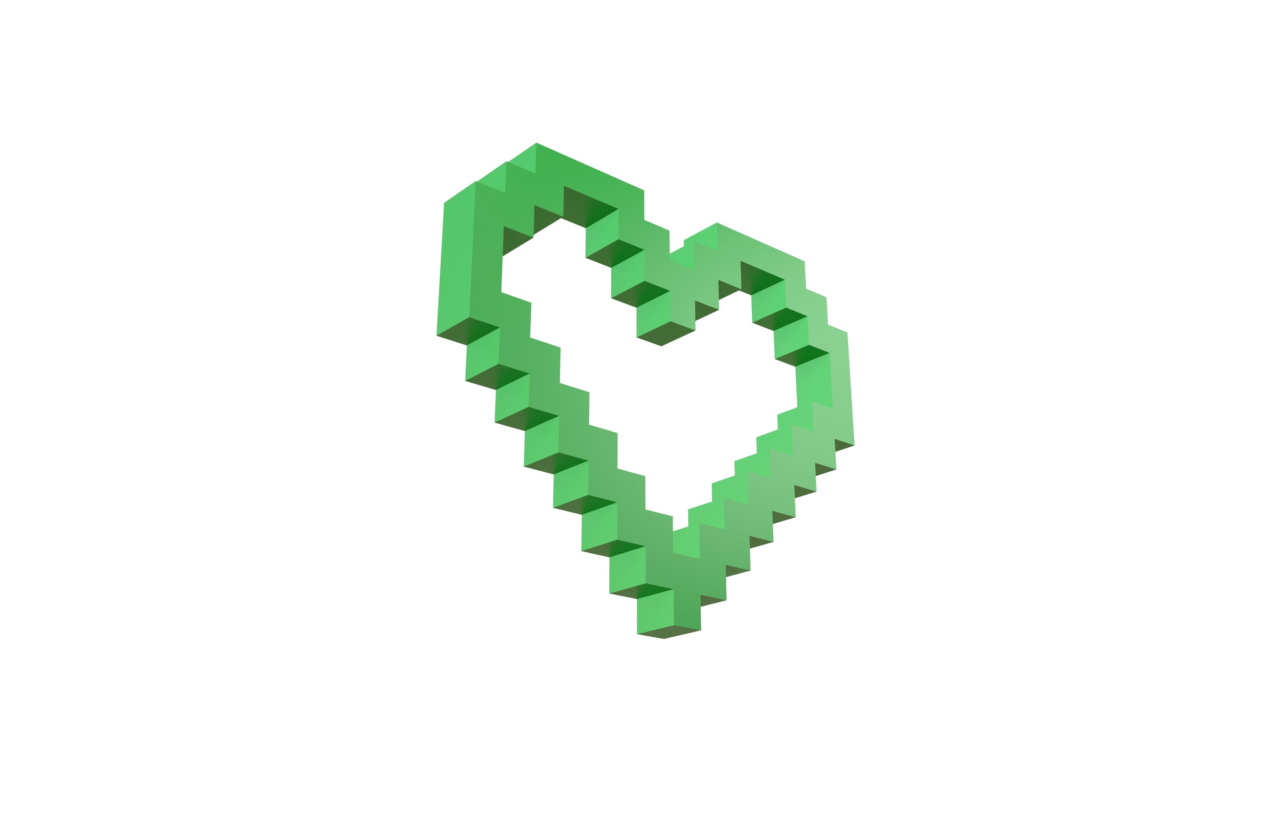 Pixel Heart v3 004 Low-poly 3D model_3