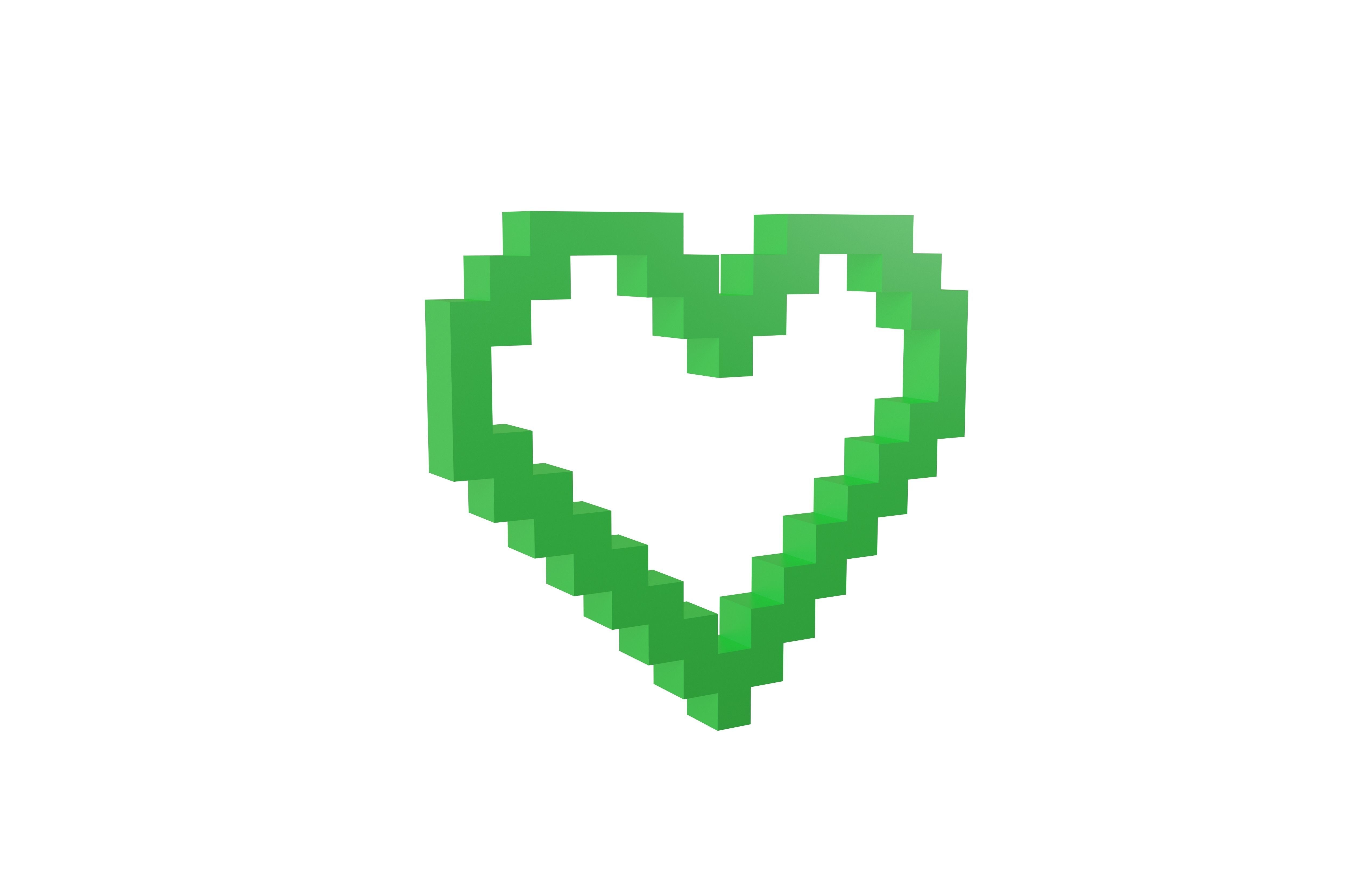 Pixel Heart v3 004 Low-poly 3D model_1