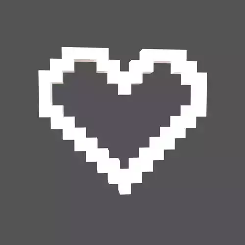 Pixel Heart v3 008 Low-poly 3D model