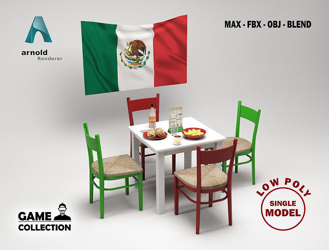 Mexican Restaurant Scene 1 Low-poly 3D model