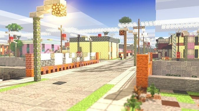 Minecraft Model City  Low-poly 3D model