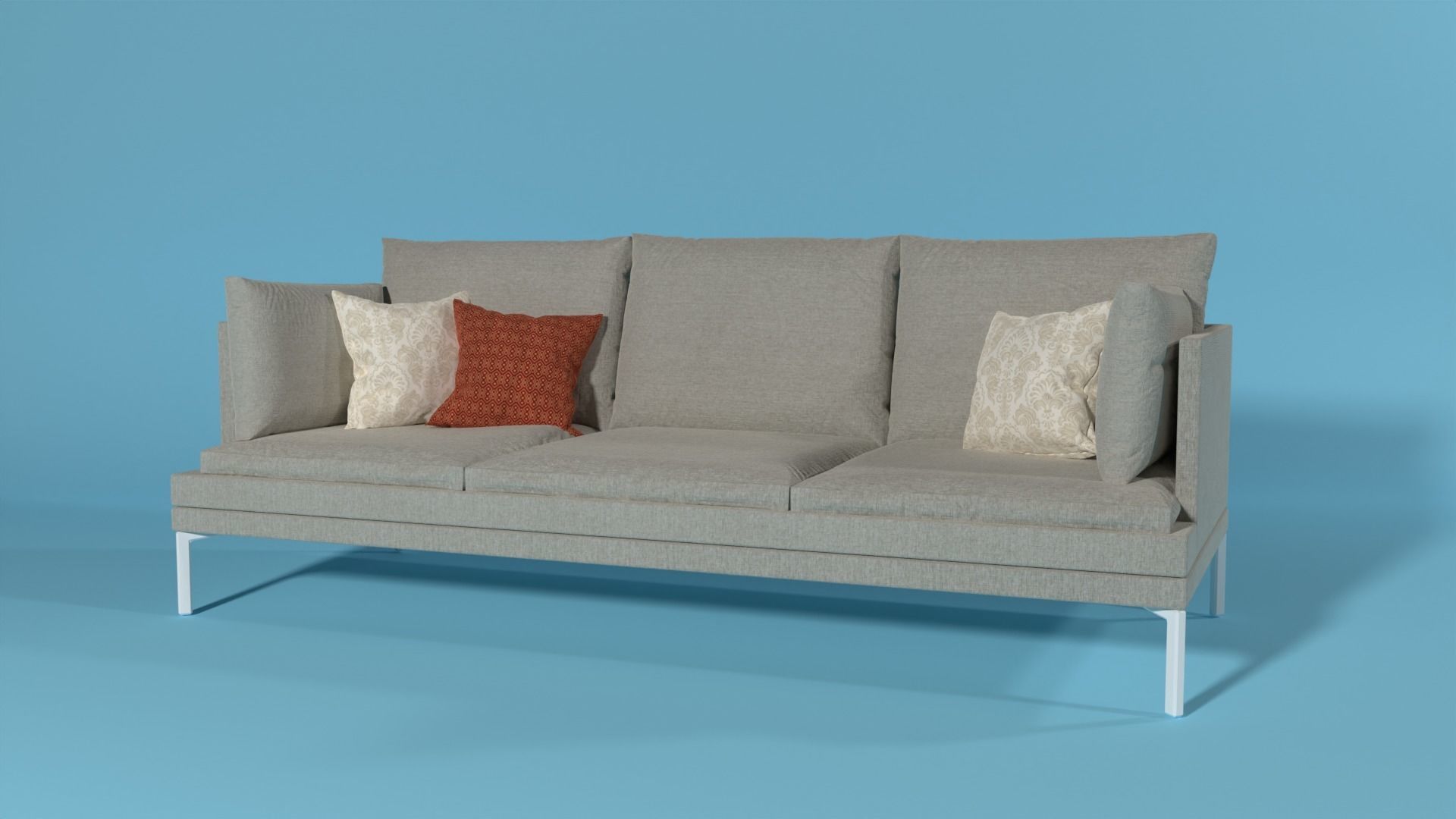 A photorealistic couch  Low-poly 3D model_2