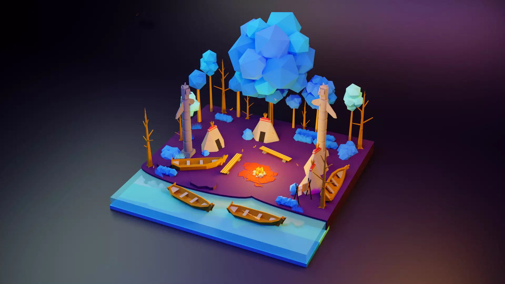 campfire party Free 3D model