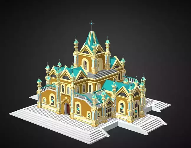 Cathedral golden church Free 3D model