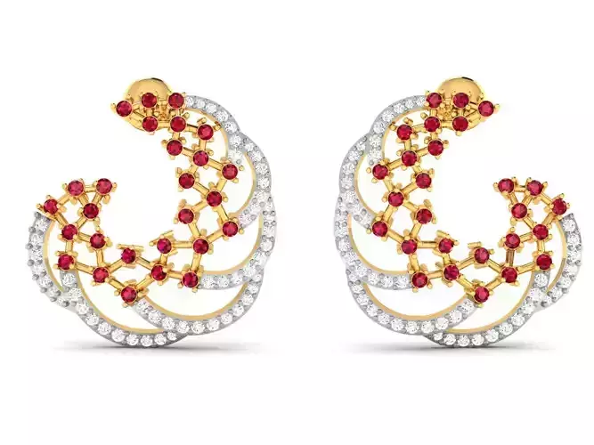 Women Earring 3dm STL OBJ FBX Render Details