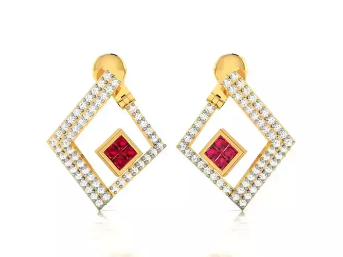 Women Long Earring 3dm STL OBJ FBX Render Details