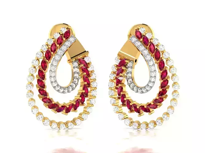 Women Long Earring 3dm STL OBJ FBX Render Details 3D print model