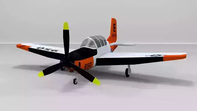 beechcraft t-34c mentor Low-poly 3D model